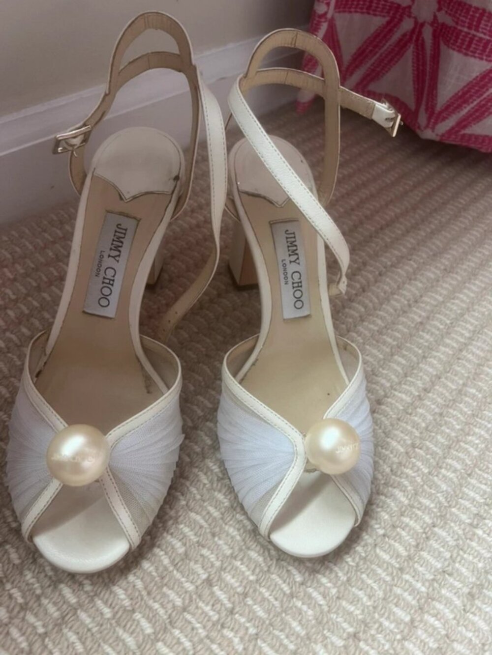 Jimmy Choo Sacora 85 Tulle & Leather Sandal, White